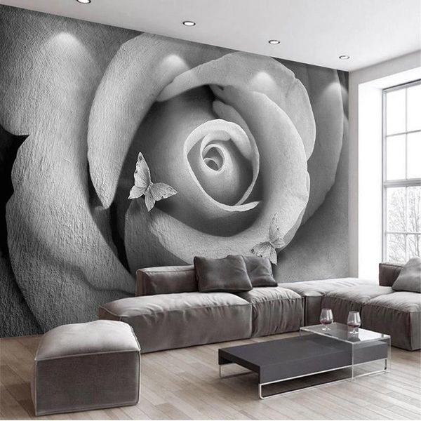 

wallpapers custom 3d wallpaper modern minimalist gray embossed rose large mural living room bedroom wall decor cloth stickers
