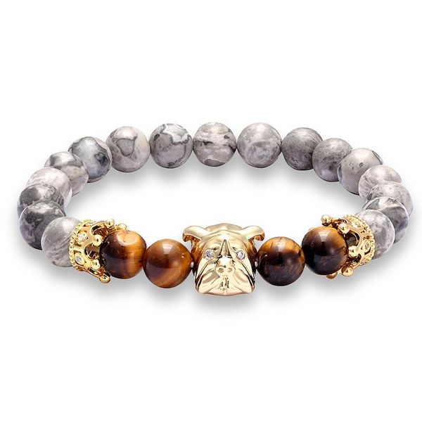 

link, chain jaafar fashion natural beads men's bracelet stone cute dog head 8mm ladies jewelry as828, Black