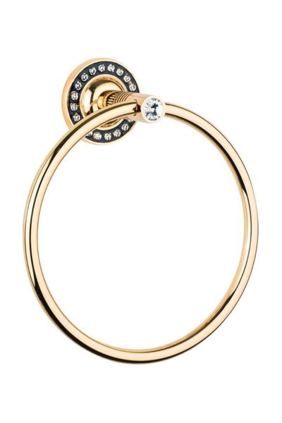 

luxurious shiny stone bathroom towel holder ring brass round special design wall mounted color options hanger stainless rings