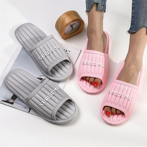 

slippers summer women 2021 fashion shoes home bathroom pvc flat soft slipper men indoor flip flops t116, Black