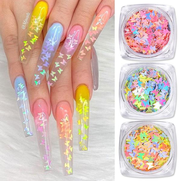 

nail glitter 1 box butterfly sequins candy colorful 3d decoration art flakes diy slice accessories, Silver;gold