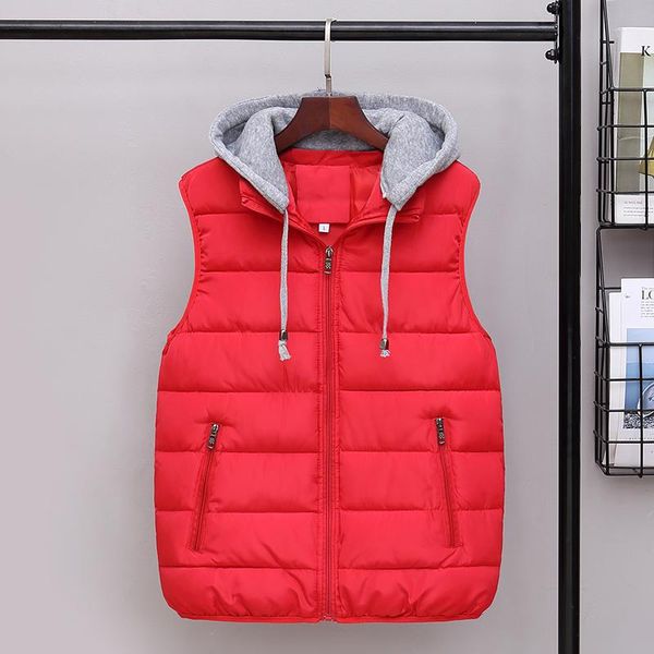 

men's vests vest hooded nice winter down casual solid sleeveless jacket thick warm waistcoat overcoat hat detachable, Black;white