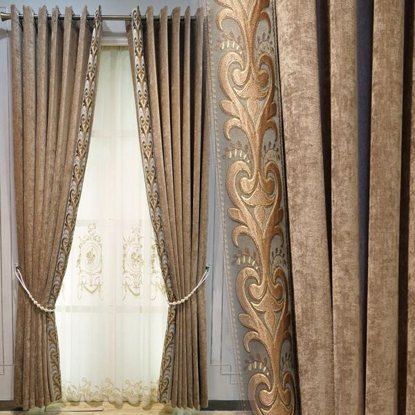 

curtain & drapes custom curtains for living room luxury simple modern chenille livingroom embroidered coffee cloth blackout tulle drape