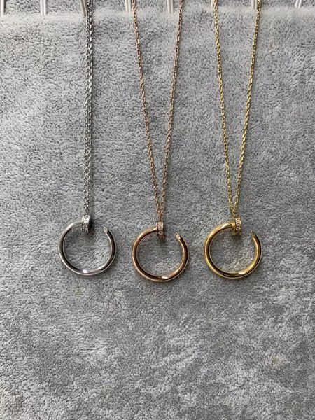 

fashion stainless steel inlaid zircon necklace couple jewelry women classic necklace love necklace men luxury jewelry with box, Silver