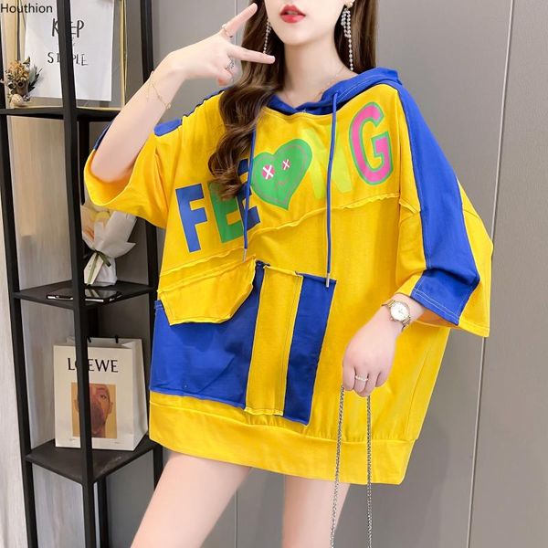 

women's t-shirt oversized plus size tees loose t shirt short sleeve tshirt fashion casual t-shirts print hooded 20021, White