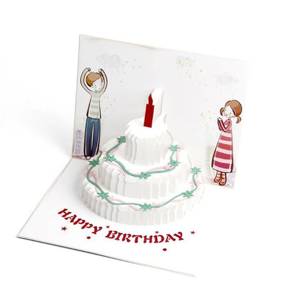 

greeting cards funny postcard modern style 3d candle cake birthday card handmade diy craft color printing cute up with envelope