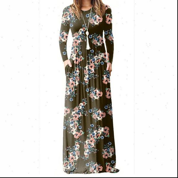 

femme floral printed a women dresses line long sleeve maxi summer vintage boho beach sundress plus size gv083, Black;gray