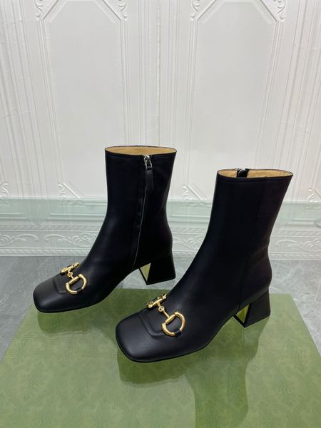 Дизайнерские женские сапоги на высоком каблуке, теплые и модные туфли зимой, кожаный материал, полный пакет, размер 34-42