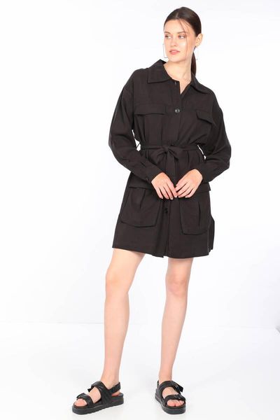 

women's jackets black belted jacket with pocket dress, Black;brown