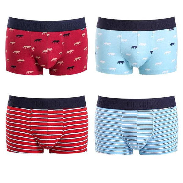 

underpants nice quality men's striped underwear wind red print man boxers boyshorts summer pants u panties boyfriend gifts 2xl, Black;white