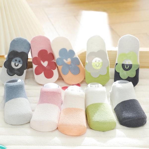 

0-5 years summer non-slip short cotton thin boat floor socks toddler baby kids, Pink;yellow