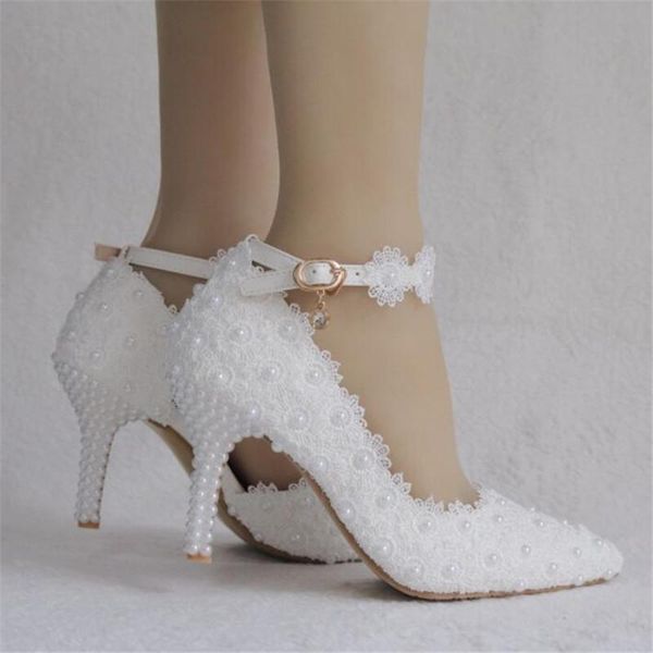 

dress shoes white lace heels wedding bridal party women's high heel plus size 34-41, Black