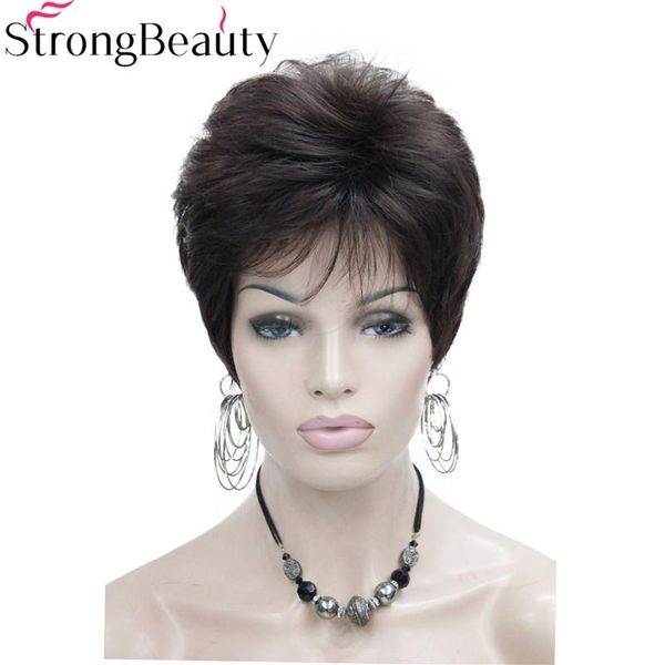 

synthetic wigs strongbeauty short straight red orange brown blonde high heat resistant full wig many color for choose, Black