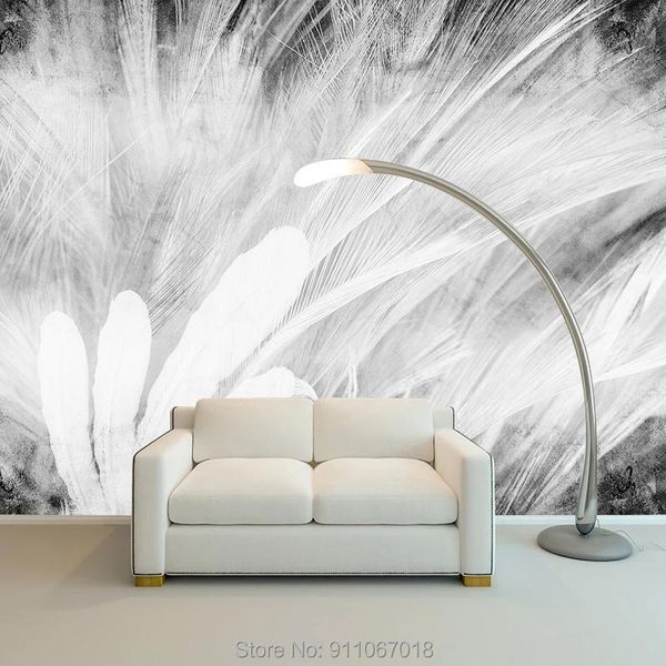 

wallpapers custom nordic white feather mural wall stickers home decor kids living room papel pared 3d sofas modernos para sala