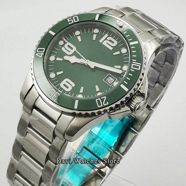 

wristwatches 40mm automatic mechanical men watch luxury sapphire crystal ceramic bezel luminous waterproof wristwatch, Slivery;brown