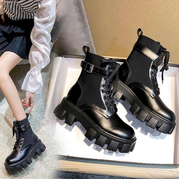 

boots women's 2021 autumn and winter short black leather pure british style