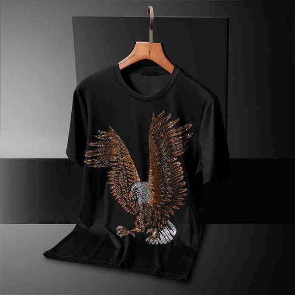 

tee shirt shirt black mens diamond eagle short sleeve summer male t-shirts plus size 5xl slim fit casual man tee, White;black