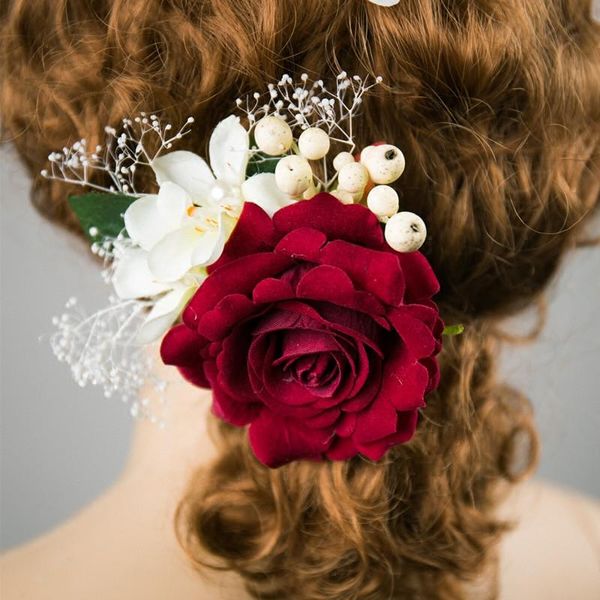 

hair accessories rose flower clip hairpins ornaments bridal wedding dress brooch barrette decoration women hairwear