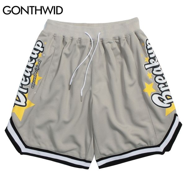 Gonthwid Shorts Streetwear Повседневная Joggers Брюки Летний Хип-хоп Полосы Свободные Короткие Баскетбольные Успонники Мода Брюки 210716