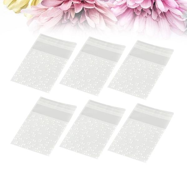 

gift wrap 100pcs white polka dot frosted bags self-adhesive pouch packaging bag for candy cookie pastry (7*7+3)