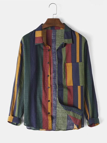 

men's casual shirts vintage stripe shirt men long sleeve blouse cotton linen male breathable hip hop strretwear, White;black