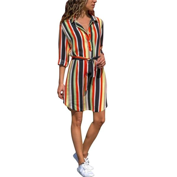 

women's stripe print dress bohemia long sleeve mini autumn vestido verano 2021 summer clothes casual dresses, Black;gray