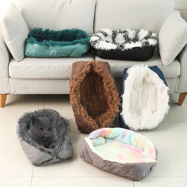 

kennels & pens fluffy plush dog cat bed house pet for cats dogs winter warm kitty puppy sleeping beds nest cushion accessories