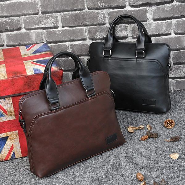 

briefcases business office briefcase men brand leather tote computer lapbag male vintage handbag leisure large shoulder bags brown 2021