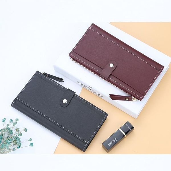 

wallets women's wallet 2021 multi-color long pu for women, Red;black