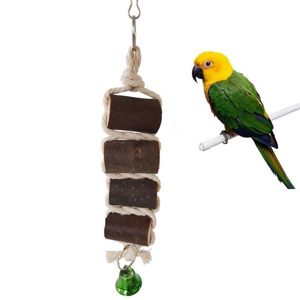 

other bird supplies toy wooden natural parrot interactive cotton rope bite proof parakeet chewing toys with bells pets pigeon