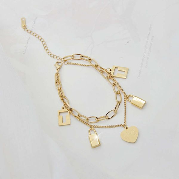 

titanium steel chaoren net red love lock bracelet design, Black