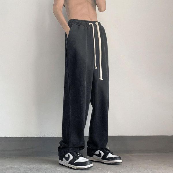 

men's pants icclek hiphop high street loose straight wide-leg casual trousers black men jogger streetwear