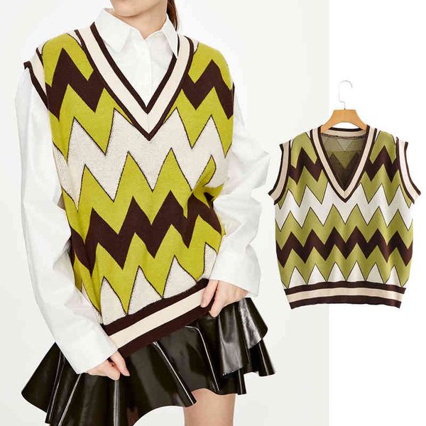 

tank fall female winter splicing knitting low-cut shirt vest sweater, White