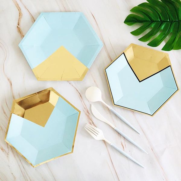 

disposable dinnerware gold blue tableware paper cup plate straws wedding party supplies set carnival kids birthday decoration gift