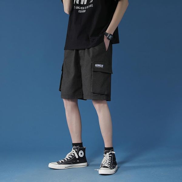 

men's shorts summer casual loose fashion harajuku men cargo plus size sports cotton pantolon erkek bg50kk, White;black