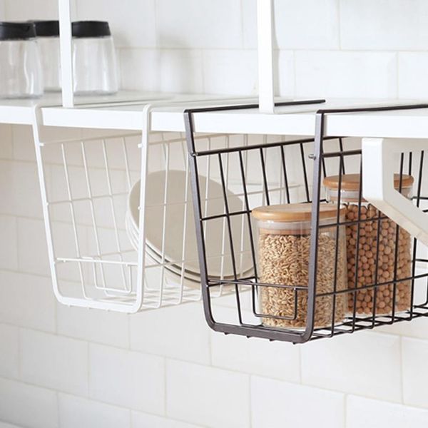 

storage baskets kitchen cabinet iron art organizing shelf hanging basket