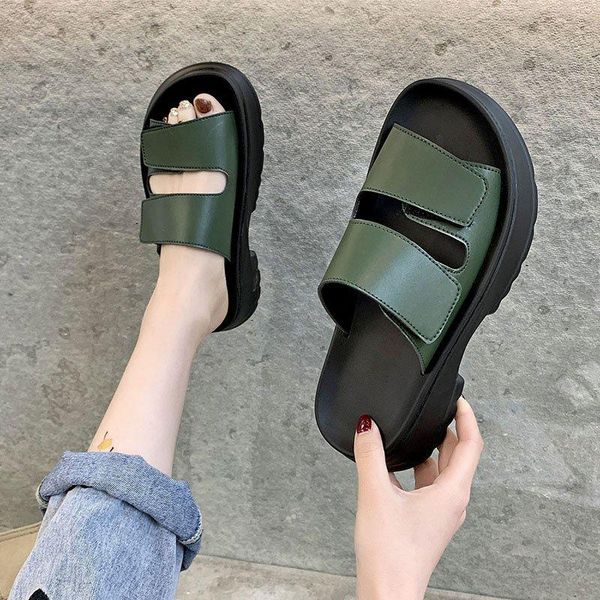 

slippers summer shoes for women 2021 women's flip flops thick-soled comfortable casual open toe sandals flat with, Black