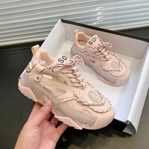 

designer sneakers woman vulcanized shoes 2021 fashion brand mesh thick bottom ladies trainers basket femme chunky sneakers women
