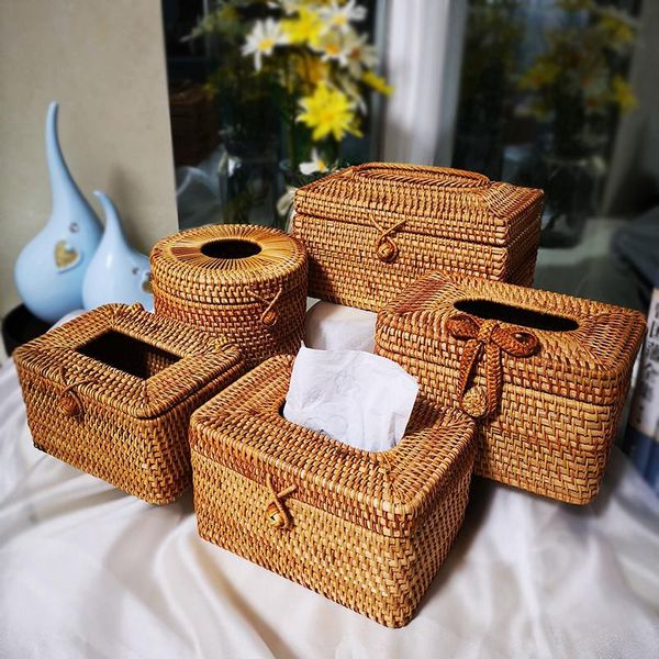 

tissue boxes & napkins factory wholesale hua fei vietnam rattan box pastoral napkin chinese paper roll contianer cover