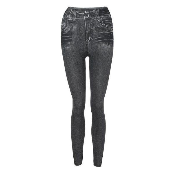 

women's pants & capris fashion summer trousers slim women faux denim long pocket printing joggering casual pencil pant pantalones, Black;white