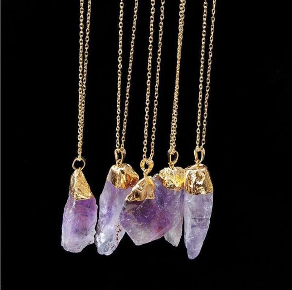 

pendant necklaces 1pc irregular natural stone 9 colors, Silver