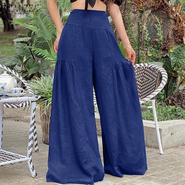 

women's pants & capris women's vintage wide leg 2022 summer cotton linen elastic waist casual solid pleated loose oversized pantal, Black;white