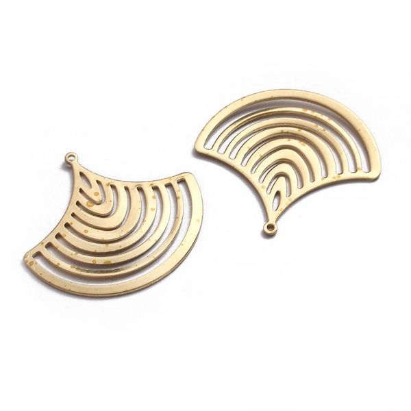 

charms 10-100pcs raw brass component for jewelry making fan-shaped pendant earring connector finding lots wholesale, Bronze;silver