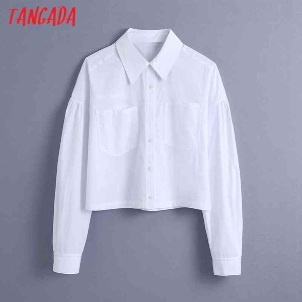 

women retro white crop long sleeve chic female shirt be320 210416