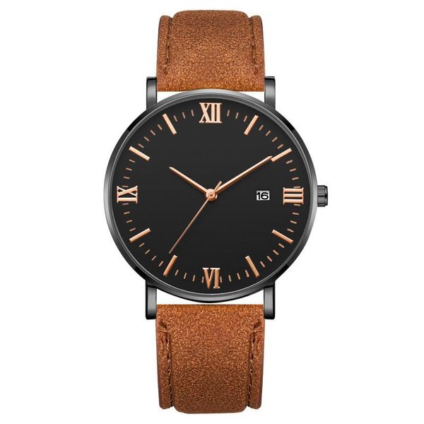 

wristwatches trendy pu strap quartz analog wrist watch 2021 accessories, Slivery;brown