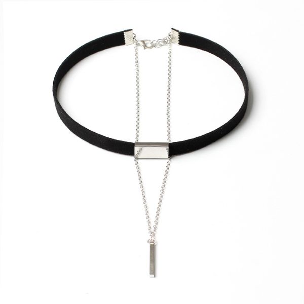 Schwarze Samt-Choker-Halskette, Goldkette, Bar-Choker-Halsketten für Frauen