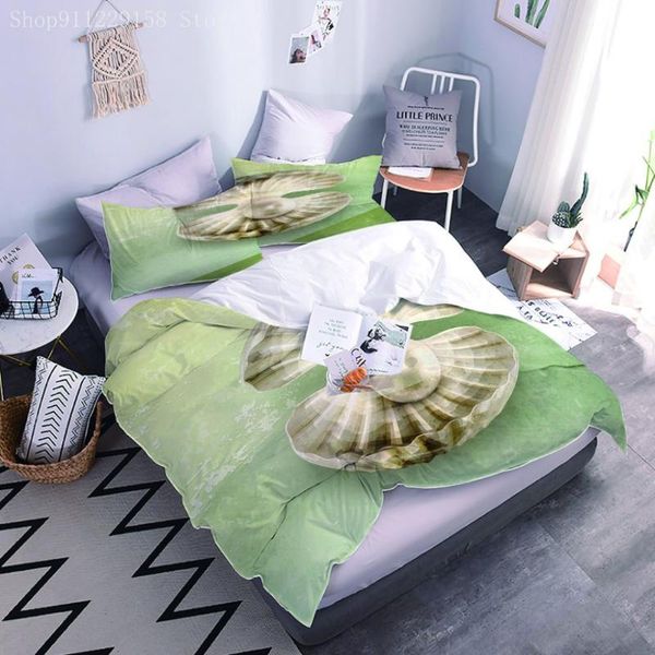 

bedding sets green set realistic river clam pearl polyester fibre matching article 2/3pcs duvet cover