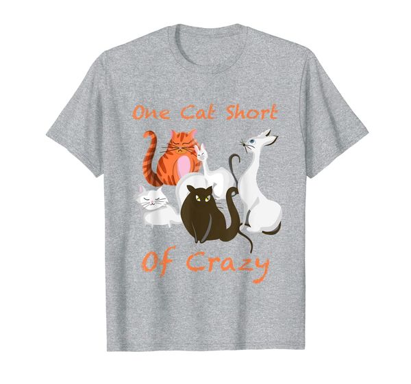 

one cat short of crazy design for all the cat lovers t-shirt, White;black