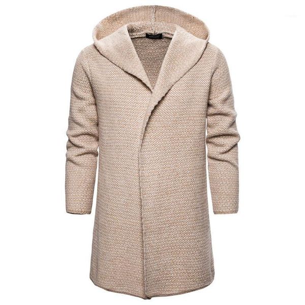 

men's sweaters autumn hoodied male winter casual long coats men solid slim knitted cardigan us size, White;black
