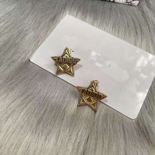

2021 luxury designer jewelry five pointed star stud 2021 brass fashion earrings female 925 silver needle